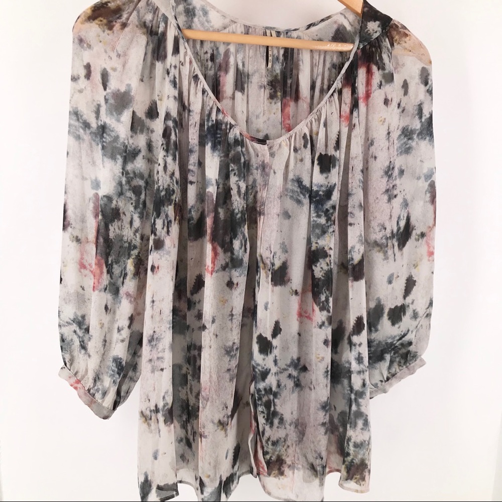 IRO Printed Grey 'Enza' Silk Blouse Top